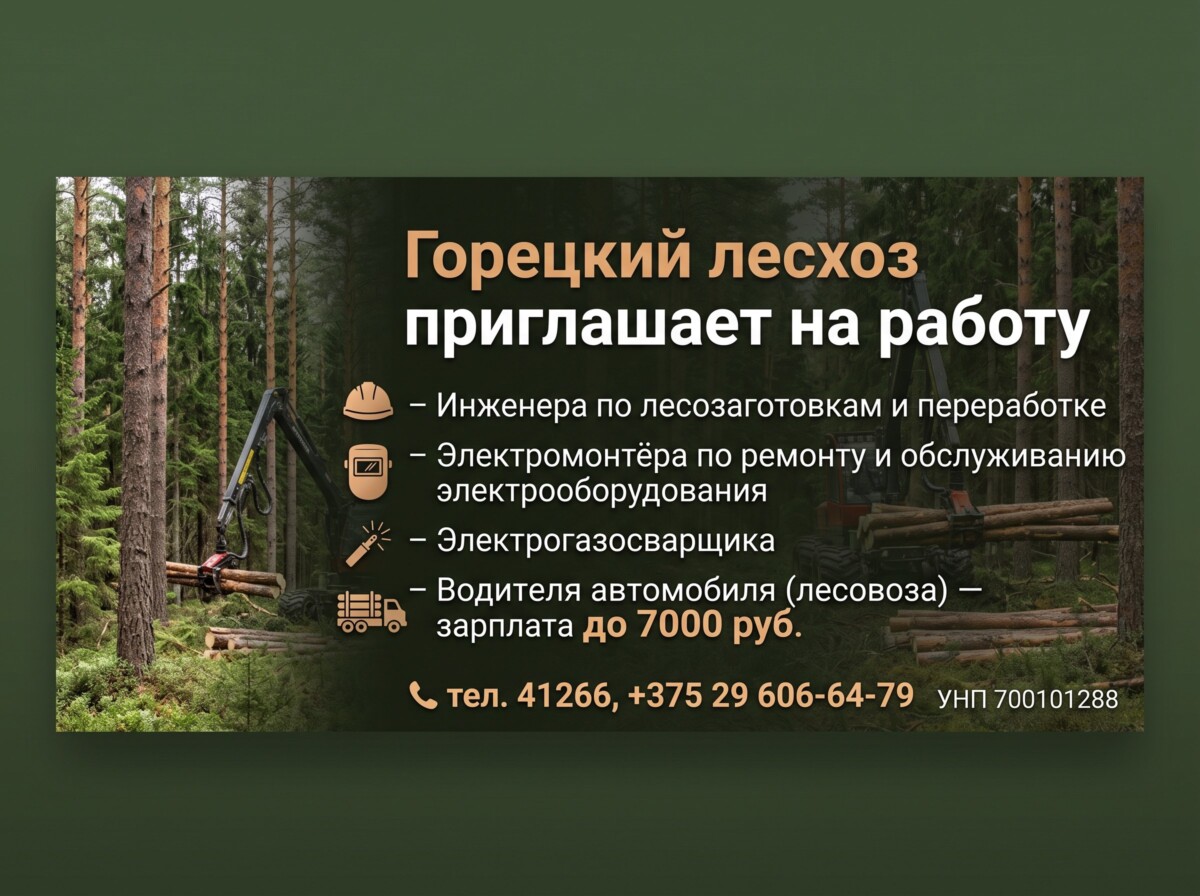 Горецкий лесхоз приглашает на работу